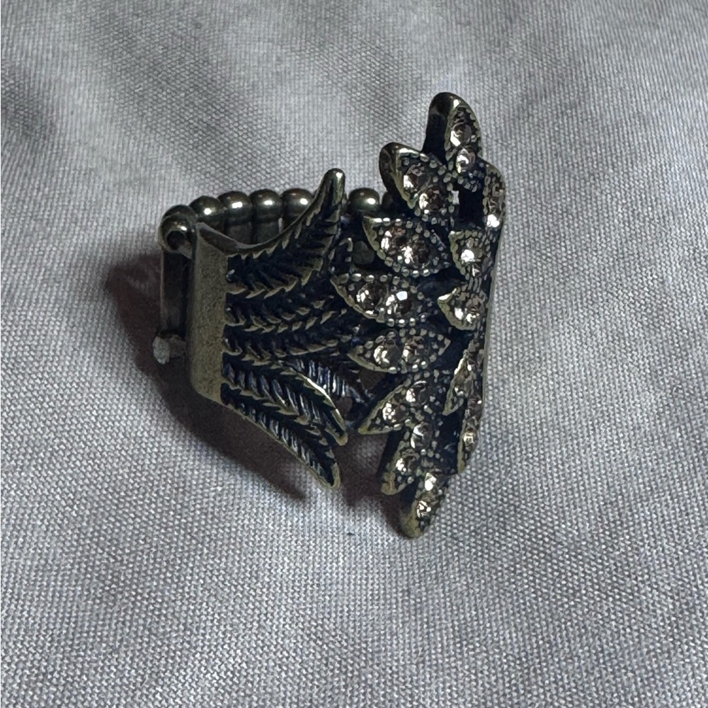 Paparazzi Brass and Hematite Leaf Ring